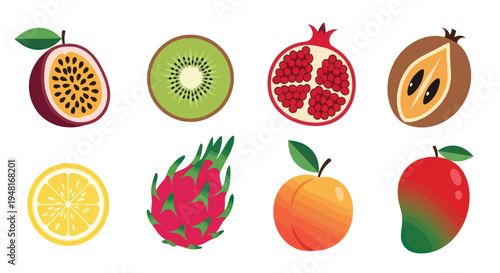 Colorful assortment of fresh fruit slices