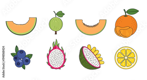 Colorful assortment of fresh tropical fruits