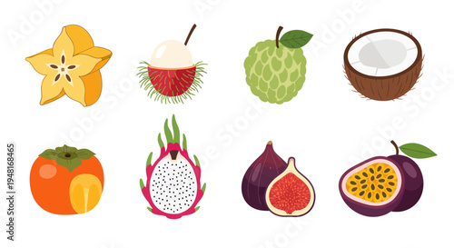 Colorful assortment of fresh tropical fruits