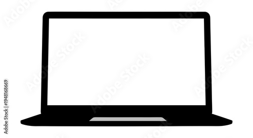 Simple illustration of a modern laptop computer with a blank screen, perfect for technology and business themes
