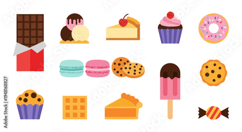 Colorful dessert assortment vector illustration