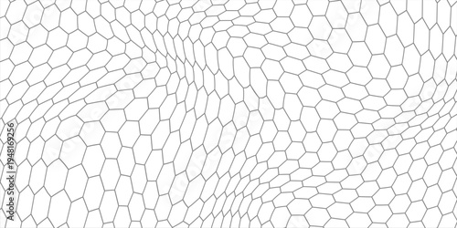 Fishing or soccer net. Repeated hexagon pattern. Black wired mesh texture isolated on white background. Metallic or fabric fence, cage or lattice structure. Vector graphic Illustration.