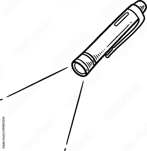 Medical penlight diagnostic tool healthcare line art vector illustration