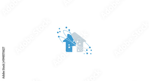 Fotografie Blue House Icon with Paint Splatters.