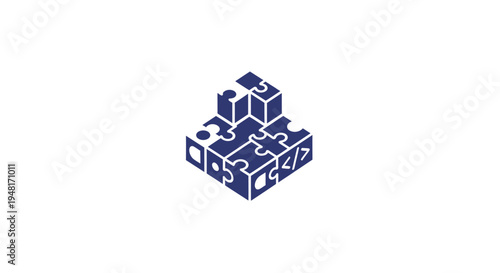 Blue puzzle pieces connected together.