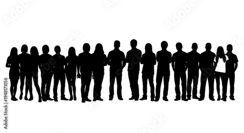 Silhouettes of diverse people standing together.