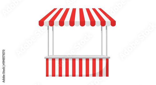 Illustration of a red and white striped market stall or vendor booth