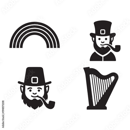 Irish symbols and characters in minimalistic black and white
