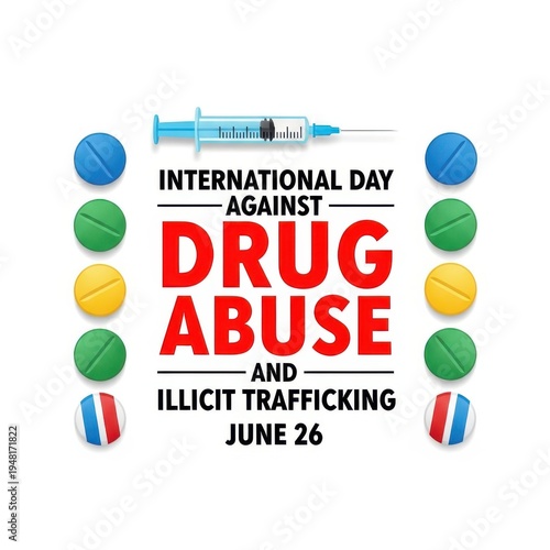 International day against drug abuse and illicit trafficking awareness campaign symbol