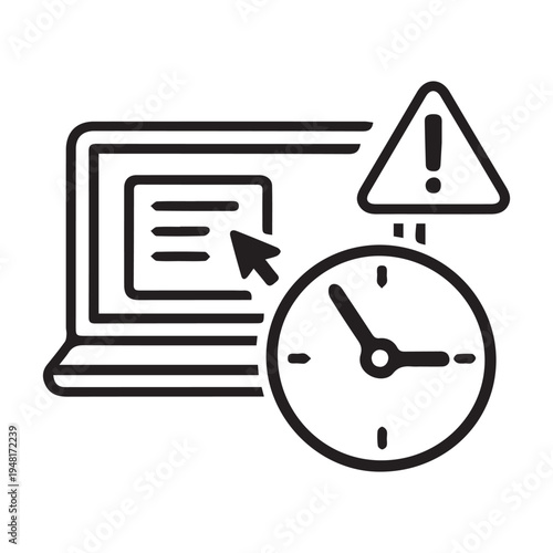 Time limit deadline concept with stopwatch and office task management vector illustratio