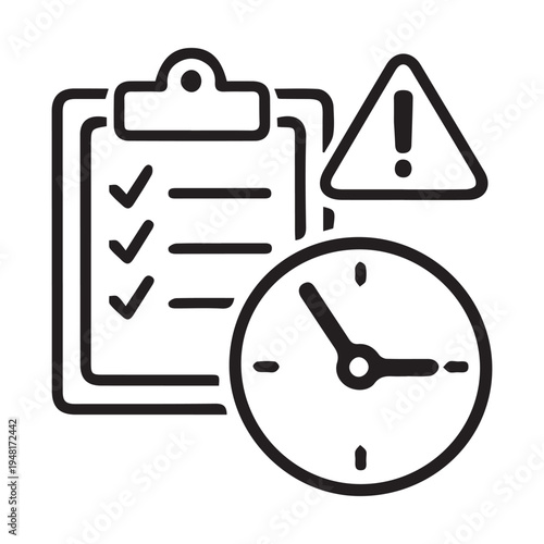 Project time limit deadline concept with hourglass clock and task list vector illustration