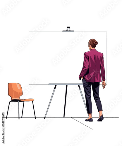 businesswoman presenting to empty room vector illustration