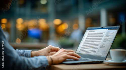 High-detail view of a crisis responderâs laptop, multiple text conversations with veterans visible on screen, resource documents and quick-access links open, focus on calm and empa