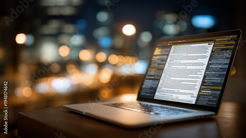 Laptop screen displaying multiple simultaneous Veterans Crisis Text Line chats, resource database open, responder typing thoughtful and encouraging messages, close-up highlighting