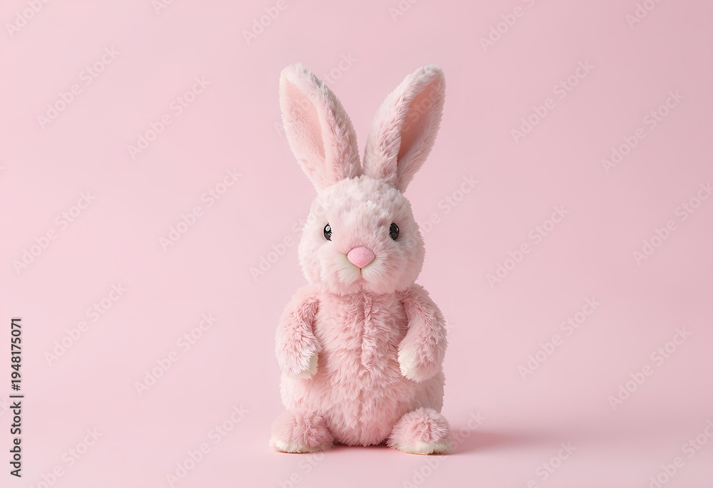 Obraz premium Pink rabbit on a pink background, minimalism, Easter
