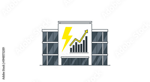 Business Growth Chart with Lightning Bolt.