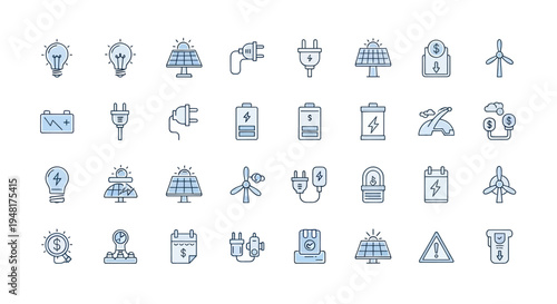 Energy icons sustainable power and resources