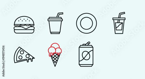 Fast food icons set illustration