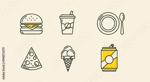 Fast food icons set