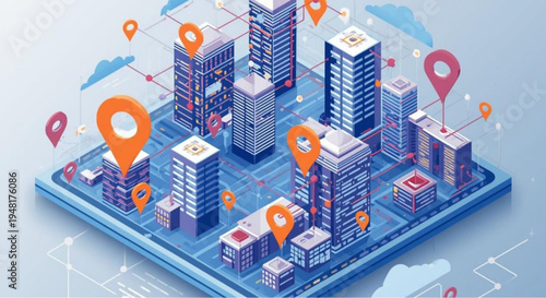 Empty classroom with desks chairs whiteboard and projector screen