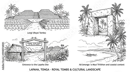 Lapaha Tonga Royal Tombs and Cultural Landscape Sketch