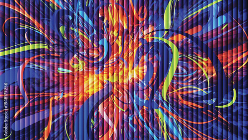 Explosive Abstract Swirls and Streaks on Vertical Lines Background