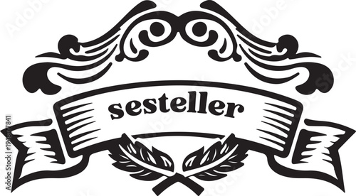 Elegant crest featuring the word sesteller with decorative elements and laurel branches