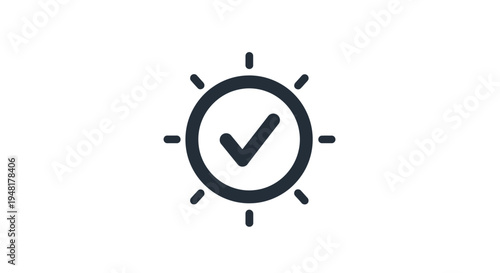 Checkmark Icon in Circle Symbol.