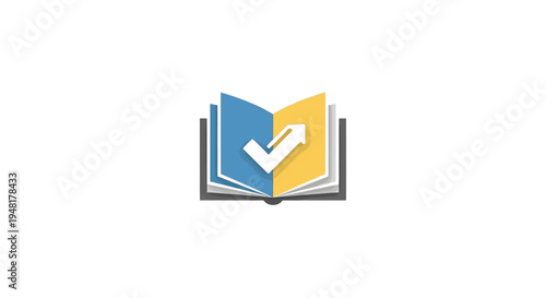Checkmark on open book icon.