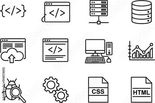 Web development and programming icons