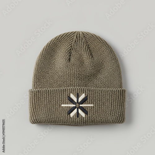 Beanie mockup flat lay embroidered design neutral studio background beanie mockup clothing mockup isolated apparel winter fashion cap casual knit hat accessories wool beanie