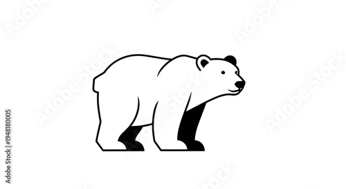 Minimalist polar bear vector illustration isolated on white background, black and white arctic animal logo icon