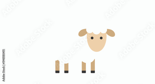Minimalist Vector Illustration of a Cute White Sheep Isolated on White Background