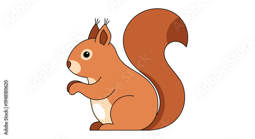 Cute Red Squirrel Cartoon Character Vector Illustration Isolated on White Background