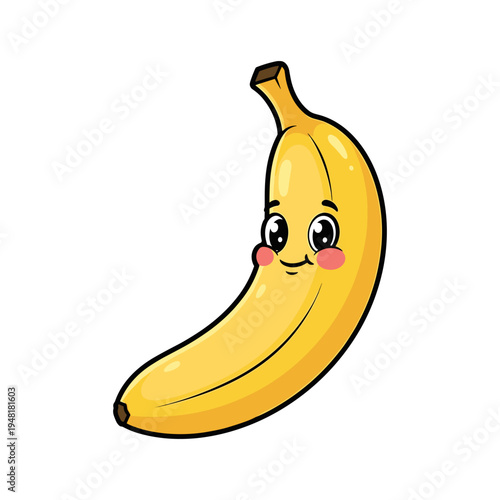 A cartoon banana with a smiling face