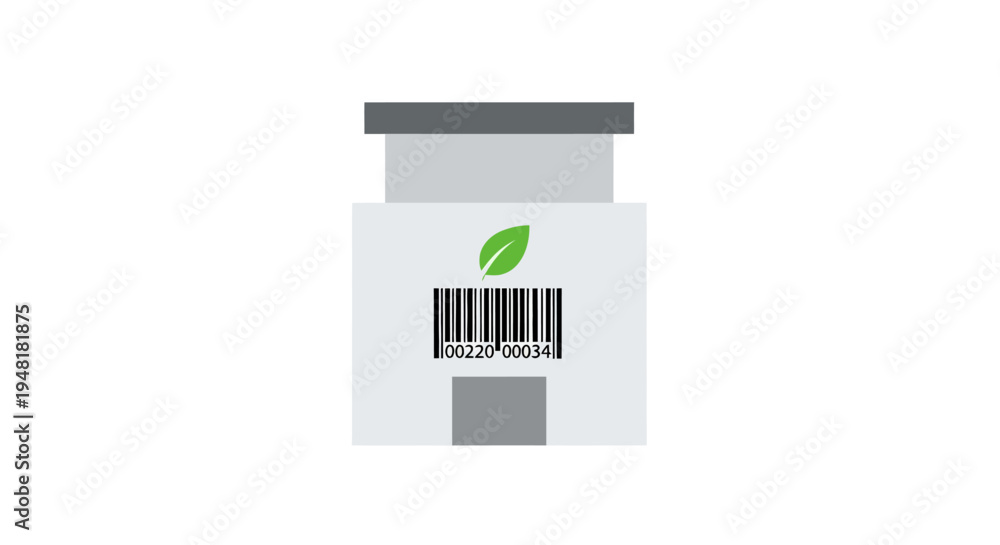 Fotografie Biodegradable plastic packaging with barcode.