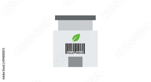 Fotografie Biodegradable plastic packaging with barcode.
