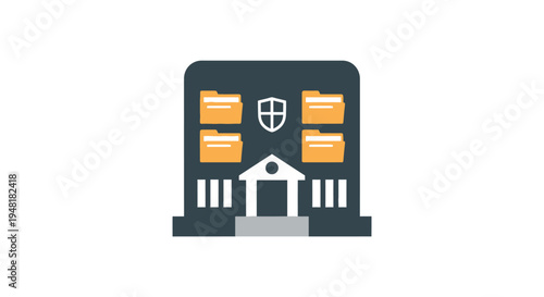 Bank Building Icon Illustration Design.