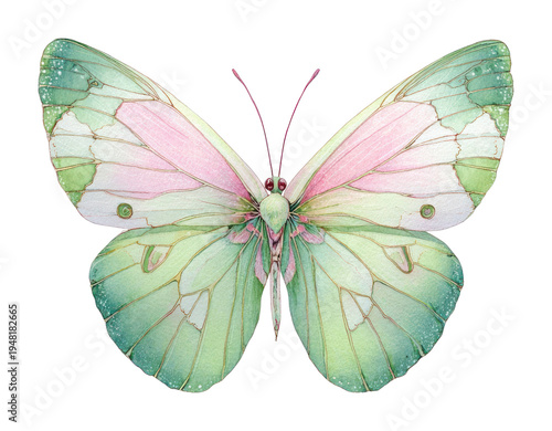 PNG Delicate watercolor butterfly illustration.
