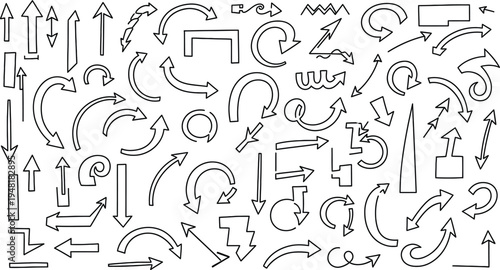 Collection of various black and white arrows and symbols