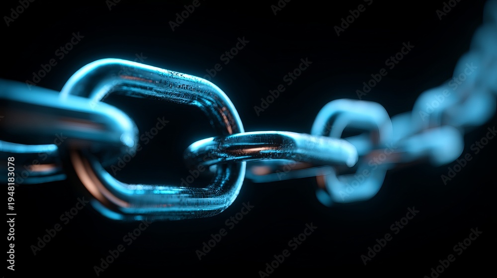 Obraz premium A close-up view of a broken metal chain on a dark background