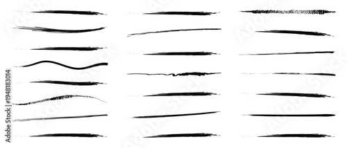  lines, Pen brush and pencil vector strokes. Sketch grunge charcoal, texture rough scratching pencil chalk line, brush strokes and ornaments, crayon drawn lines illustrator brush stroke set, 
