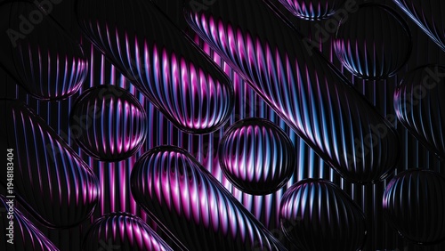 Photography Magenta and blue gradient bubbles, luminescent highlight and textured diagonal lines