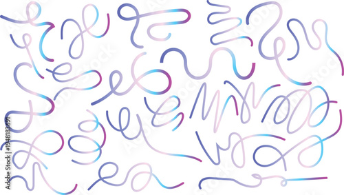 Pastel Gradient Swirls and Lines on White Background Keywords: abstract, art, background, blue