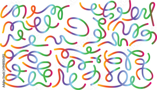 Multicolor Gradient Swirls and Lines on White Background Keywords: abstract, art, background