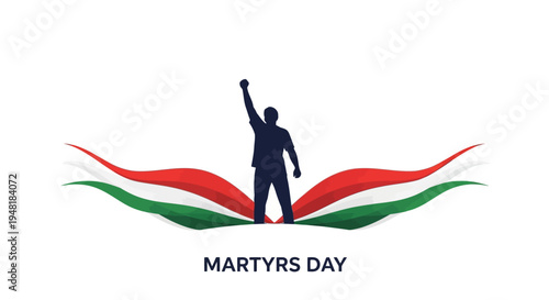 Illustration of a patriotic silhouette with an eagle and waving Indian flag colors on Martyrs Day
