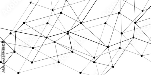 Vector Abstract network data connection and intricate digital lines and strategic nodes and complex technology design and streamlined geometric structure.