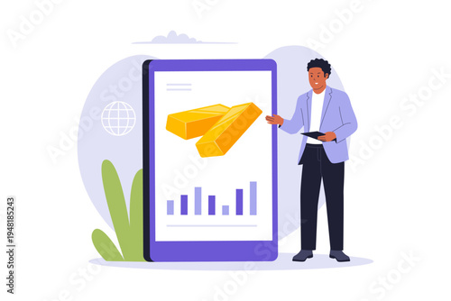 Digital Gold Investment and Online Precious Metal Trading. Gold coins and a digital token, representing online gold trading, e-gold, and blockchain-based precious metal assets