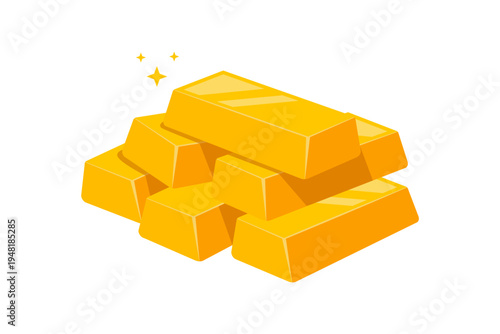 Illustration of a Stack of Gold Bars. The illustration symbolizes the accumulation of wealth, precious metal investments, and reserve assets.