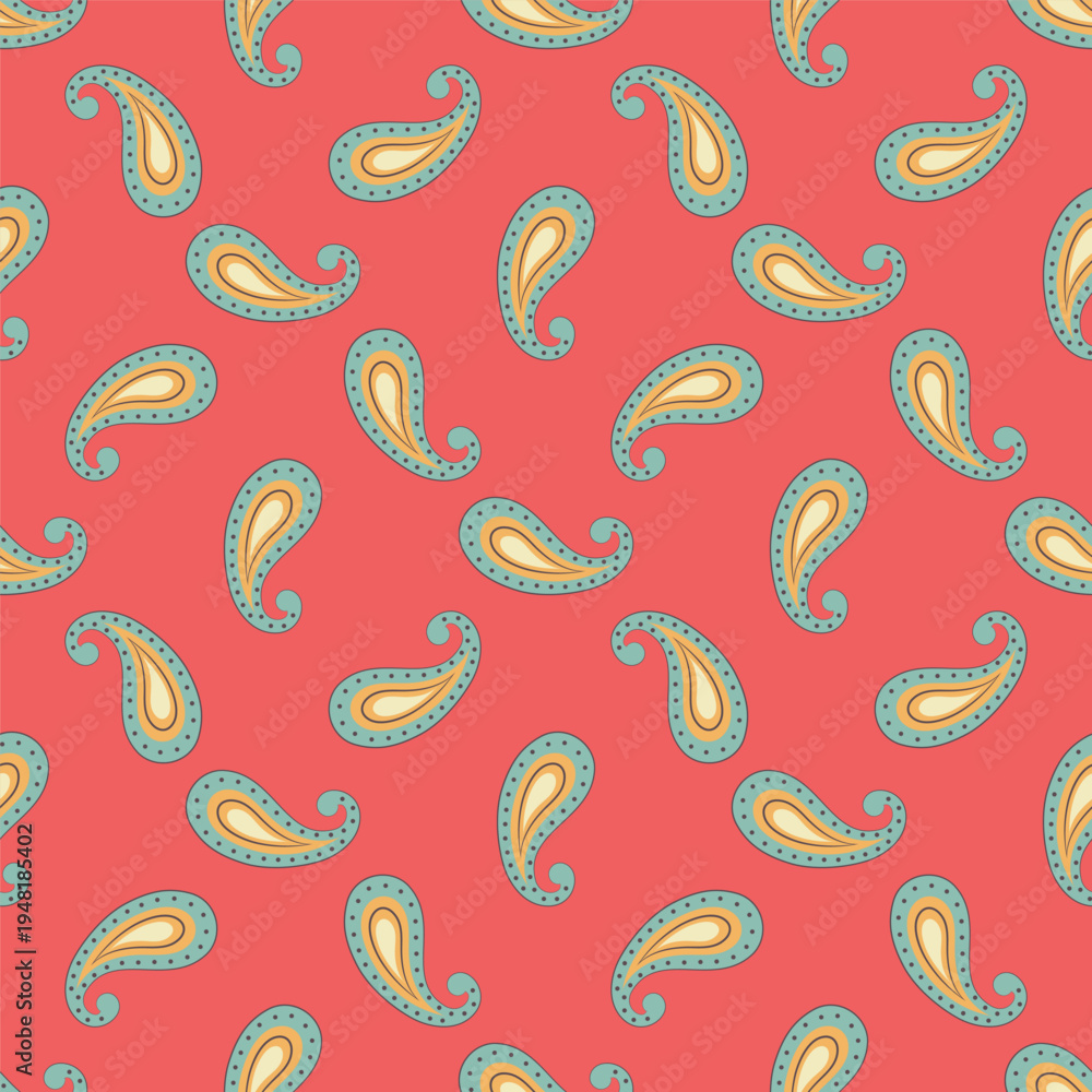 Naklejka premium Fasion Vector Seamless Paisley Floral Pattern